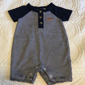 Never worn Janie and Jack navy striped romper size Newborn